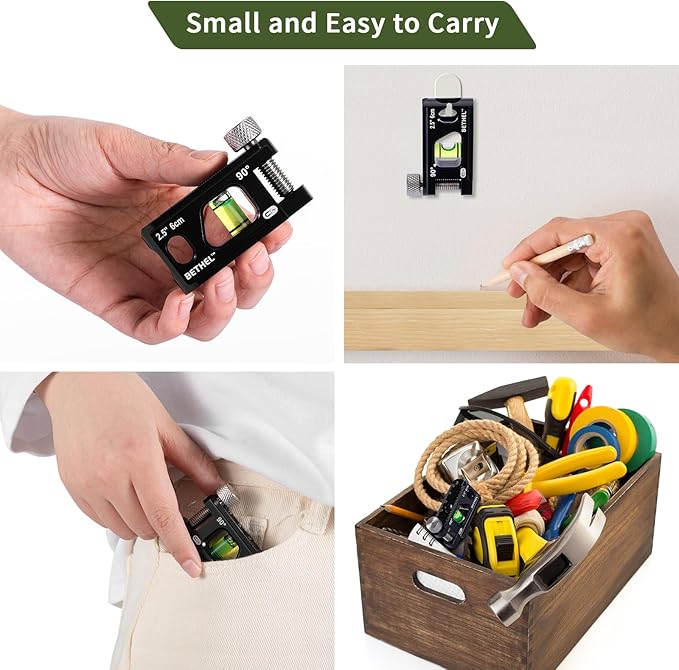 BETHEL 2.5 Inch Magnetic Torpedo Level with V-Groove & Magnetic Rails, Aluminum Alloy Pocket Bubble Level for Pipes, Conduits, and Metalworking