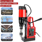 1550W Magnetic Drill Press, 500RPM Portable Mag Drill Press with 2 Inch Boring Diameter, 10-Speed Core Drilling Machine, Single Track Electric Drilling Tool for Metal Working, Industrial