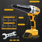 Cordless Rivet Gun Electric Compatible with Dewalt 20V Max Battery, Brushless Cordless Rivet Tool Kit, Pop Rivet Gun with 3 Size (1/8", 5/32", 3/16") Rivets & Rivet Head, Led Light (Tool Only)