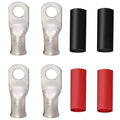 0 Gauge Lugs 4 PCS 1/0 AWG - 3/8'' Tinned Copper Cable Lugs Wire Lugs UL Listed 0 Gauge Ring Terminals Battery Cable Ends Heavy Duty Closed End Crimp Connectors with 4 PCS 3:1 Heat Shrink Tubing