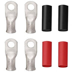 0 Gauge Lugs 4 PCS 1/0 AWG - 3/8'' Tinned Copper Cable Lugs Wire Lugs UL Listed 0 Gauge Ring Terminals Battery Cable Ends Heavy Duty Closed End Crimp Connectors with 4 PCS 3:1 Heat Shrink Tubing