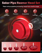 Saker PVC Pipe Reamer Kit, PVC Fitting Saver with 1-1/4inch,1-1/2inch, 2inch,3inch,4inch Head, For SCH40, ABS Pipe,CPVC Perfect for Plumbing Repairs, Fits Standard 1/2" Drill