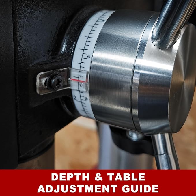 BUCKTOOL 12'' 6 Pole Motor Variable Speed Benchtop Drill Press 360–2000RPM, 3/4HP Powerful Bench Drill Press with Laser and Worklight, Low Speed Tabletop Drilling Machine for Metalworking, Woodworking