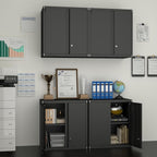 Metal Garage Wall Cabinet, Metal Wall Mounted Storage Cabinets with Lockable Doors and Adjustable Shelves, Floating Tool Cabinet for Garage, Home Office, Kitchen,Black