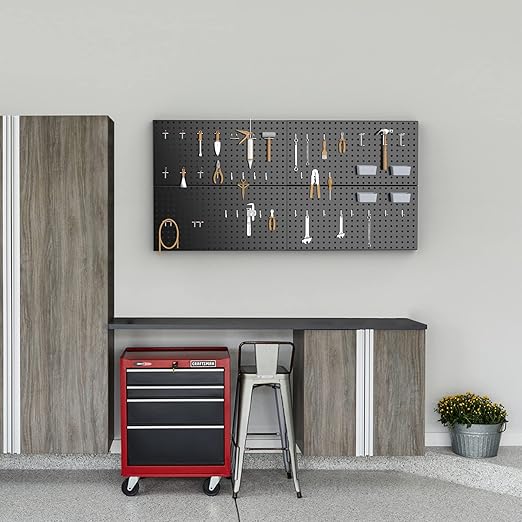 4x2ft Metal Pegboard Kit for Tools Storage, Black Pegboard Wall Organizer with Hooks and Pegboard Bins