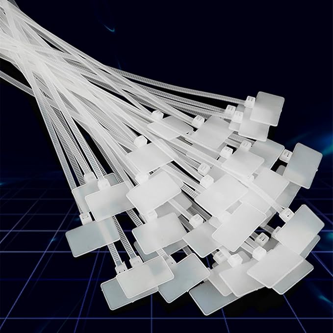 TUZAZO Nylon Marker Cable Zip Ties, 250pcs 6 Inch Self-Locking Cable Labels Tags with Write on Cord Label for Electronics, Network Ethernet Wire Labels