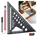 Preciva Carpenter Square 7 inch, 1/16" Precision Rafter Square Aluminum Alloy with Limiter and Pencil, Multi-Purpose Carpenter Tool Measuring Layout Tool for Woodworking and Carpentry