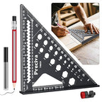 Preciva Carpenter Square 7 inch, 1/16" Precision Rafter Square Aluminum Alloy with Limiter and Pencil, Multi-Purpose Carpenter Tool Measuring Layout Tool for Woodworking and Carpentry