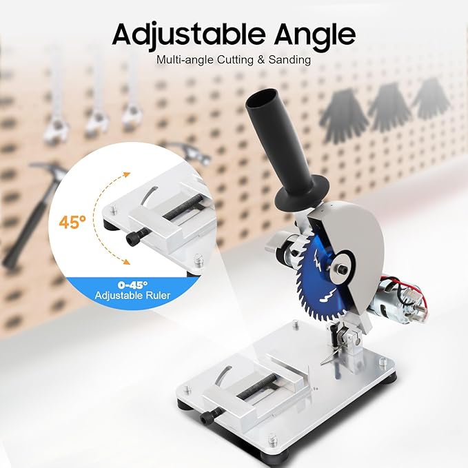 96W Portable Tabletop Saw, 9000 RPM Mini Miter Saw, Versatile Manual Chop Saws, Mini Miniature Table Saws, 0-45° Adjustable Angle Cutter with Protective Cover & 2 Blades