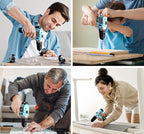 GardenJoy Cordless Power Drill Set: 12V Electric Drill with Battery and Charger, 65pcs Acessories, 3/8"Keyless Chuck, 2 Variable Speed, 24+1 Position, Compact Drill Driver Kit for Home & DIY Project