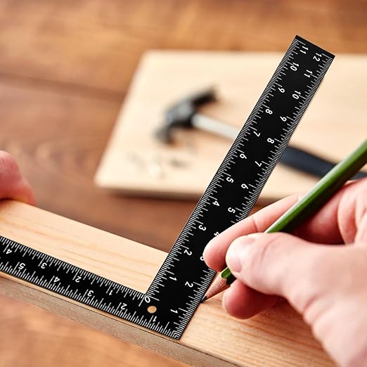 Professional 8x12 Inch Carpenter Square - Heavy-Duty Carbon Steel Framing Tool with Dual-Scale (Imperial/Metric), Rust-Resistant Right Angle Ruler for Carpentry, Roofing & Layouts