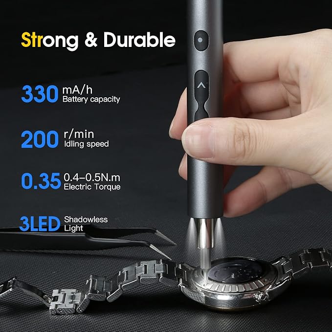 UF-TOOLS Mini Electric Screwdriver, 120 in 1 Small Portable Cordless Power Screwdriver, with 100 Precision Bits & LED Light & 20-bit Tool Set, Handy Repair Tool for Phone, Watch, Camera, Laptop