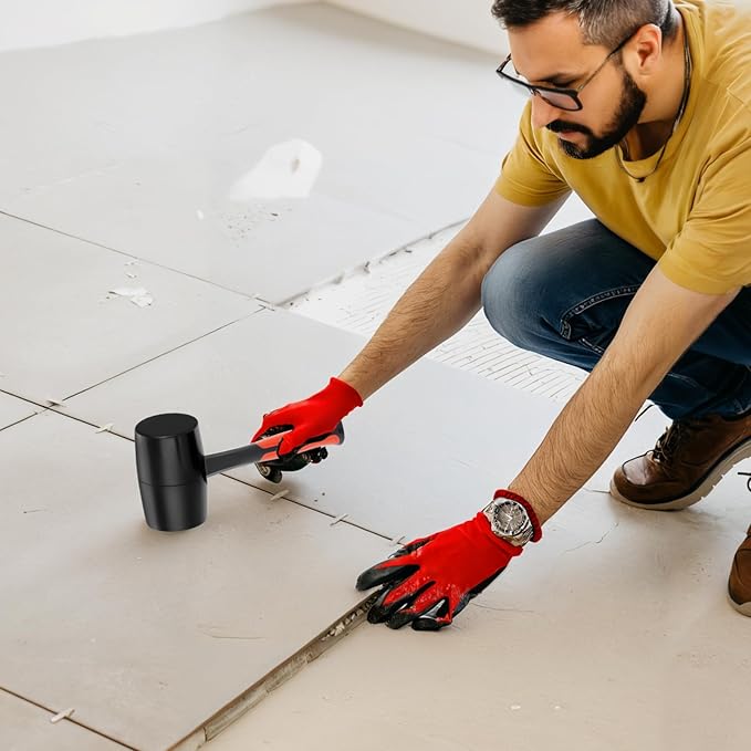 Rubber Mallet 16 oz, Durable Rubber Hammer Head with Fiberglass Handle, Great for Flooring, Tent Stakes, Camp Trips, Woodworking, DIY Projects Home Decoration and Soft Blow Tasks without Damage