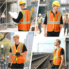 BeautyWill Custom Safety Vest Customized Logo Class 2 High Visibility Reflective Vest with Pockets Construction workwear