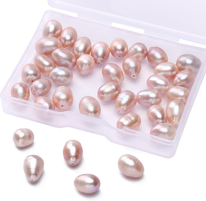 Natural Pearl Beads Rice 8-9mm Purple Freshwater Cultured Loose Gemstone Beads for DIY Jewelry Making 13.8''/Strand HQ