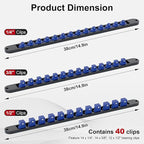 FivePears 3PCS 360° Socket Organizer Twist Lock,3/8 1/4 1/2 Socket Storage Rails, Premium Quality Socket Holders for Tool Box ，Tool Carts，Contains up to 40 Clips (Blue, Red and Black)