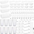95 Pieces Pegboard Accessories Set Including Pegboard Storage Basket with Hooks Pegboard Cups with Holder Wire Shelf Tissue Storage Box Clothes Board for Garage Storage Craft Workshop (Clear)