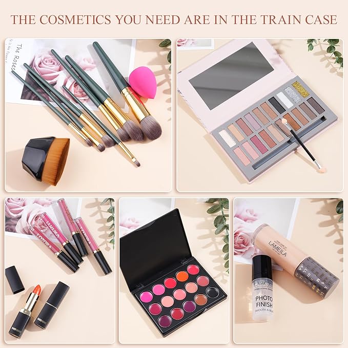 Makeup Kit Full Multi-Purpose Beauty Set Festive Gift Box - Highly Pigmented Palette Combination Lips Facial Brows Eye Makeup Brush for Essential Starter - Full Makeup Kit for Women-VeraVaultWomen