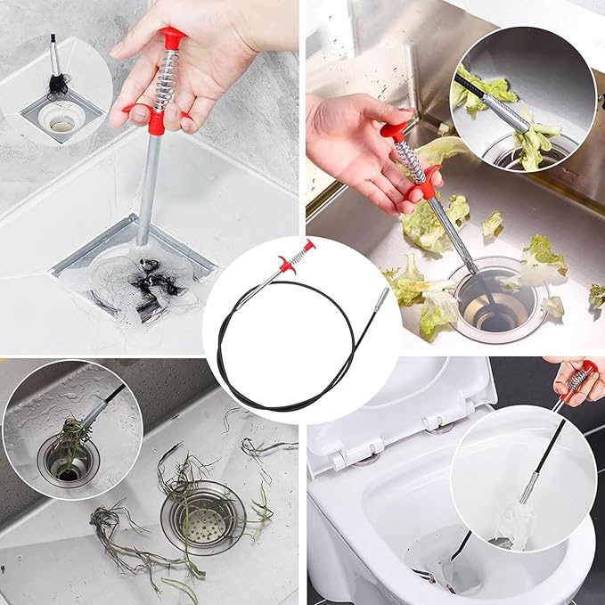 Flexible grabberDrain Snake Tool - The Ultimate 76inch Flexible Grabber for Hair, Unclog Any Drain in Minutes! Gunk & Debris in Sinks, Showers & Tubs. No More Chemicals, Just Quick Results!