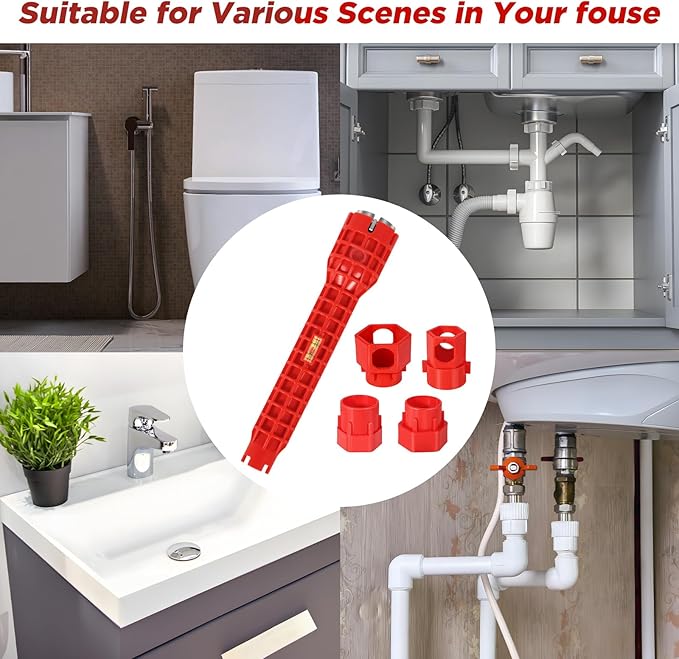 Forlivese 14-in-1 Multi-Function Basin Wrench,Faucet Installer and Sink Drain Nut Removal Tool,One-Way Plumbing Wrench for Tight Spaces