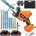 Reciprocating Saw, Cordless, Electric Reciprocating Saw with 2 Batteries, Includeds 8 Blades Kit, Tool-free Blade Change, Variable Speed, Multi-Purpose, For DIY Wood Metal PVC Cutting (Orange)