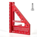 Premium Versatile Multi-Angle Carpenter Square Measuring Ruler for Woodworking, Engineering, and Construction (22.5-90 Degrees with Angle Pin) (Red)