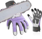 Vgo... Chainsaw Gloves,12-Layer Saw Protection on Left/Both Hand Back,Cow Leather Gloves,Touchscreen