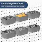 17-in-1 Pegboard Hooks Assortment - 143 Pcs 14 Sizes Peg Board Organizer Accessories Kit with 6 Pegboard Bins, 30 Silicone & 42 Stainless Steel Peg Hook Locks for 1/4" and 1/8" Pegboards Hanging Tools