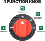 1" SDS-Plus Lightweight Rotary Hammer Drill, 9 Amp 4 Functions Corded Variable Speed Rotomartillo with Safety Clutch for Concrete, Includes 3 Drill Bits,2 Chisels,Carrying Case