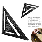 Carpenter Square 12-inch Layout Tool Alloy Metal Triangle Ruler Protractor,Black(MER)