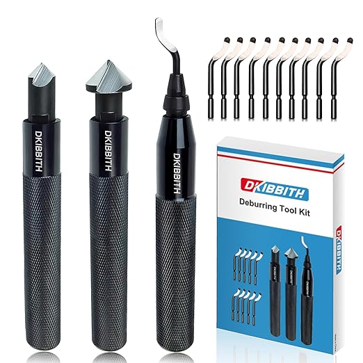 DKIBBITH 13-Piece Deburring Tool Set with 2 Countersinks & 11 Blades - Works on Metal, Resin, PVC, Copper, Plastic,3D Printed Edges - Plumbing & 3D Printing Burr Removal Reamer Tool.