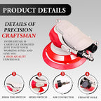 5/6 Inch Pneumatic Orbital Air Sander High-Speed DA Sander for auto body/Ideal for Woodworking, Auto Polishing, and Metal Sanding (5 inch)