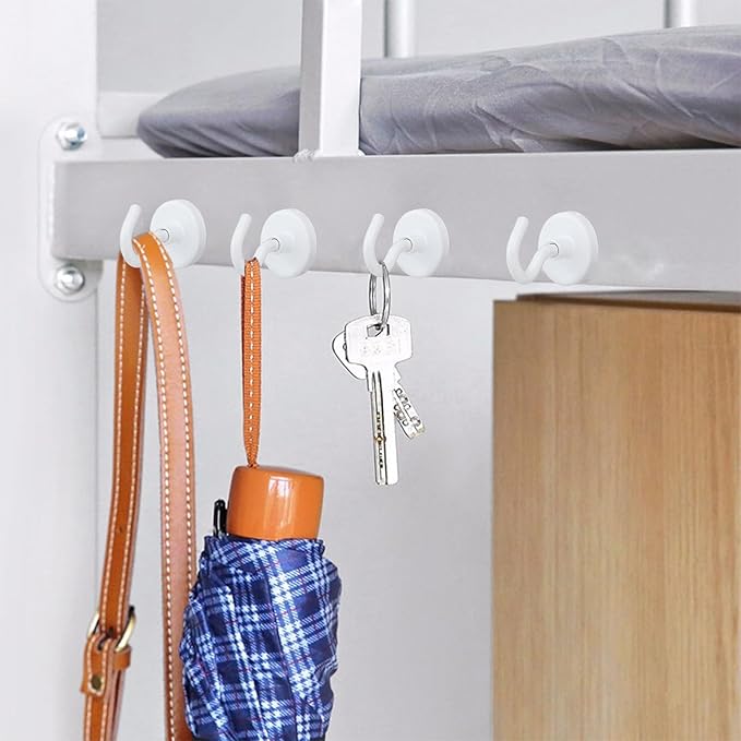 MIKEDE Strong Magnetic Hooks, 110Lbs Heavy Duty Magnetic Hooks for Cruise, Neodymium Earth Magnets with Hooks for Hanging, Super Metal Magnetic Hanger for Grill, Storage (White,10 Pack)