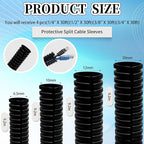 Split Wire Loom 1/4", 1/2", 3/8", 3/4" X 30 ft Electric Wires Covers Flexible Wire Loom Tubing Dog Cat Cord Protector Split Cable Sleeves (1/4", 1/2", 3/8", 3/4" x 30 Ft)