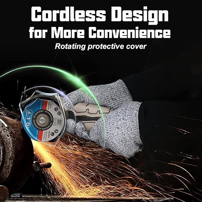 Cordless Brush Angle Grinder Kit, 19500rpm Mini Electric Angle Grinding Tool with 2pcs 16.8V 2000mAh Batteries and 5-Cutting Discs, Grinder Handheld Cutter for Metal Wood