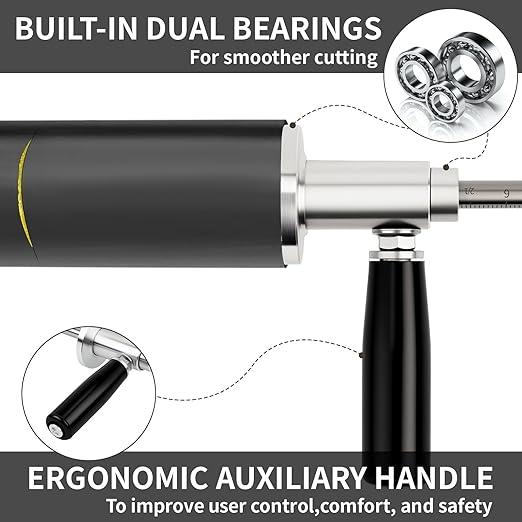 Inside Pipe Cutter for PVC Pipe, 1.5"-8" PVC Pipe Cutter Tool with 7" Depth Adjustment, Diamond Grit Wheel, 1/4" Hex Shank for Drills/Drivers, PVC Cutter for Plumbing