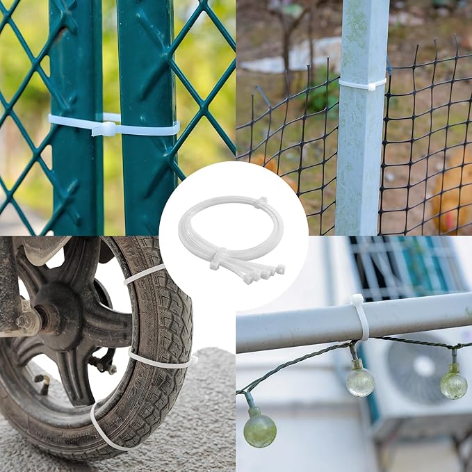 Zip Ties Assorted Size,500 Pack,6+8+12+14+18 Inch Double Sided Toothed,120 LBS Tensile Strength Heavy Duty Cable Wire Ties Self-Locking Adjustable Durable Nylon Tie Wraps for Indoor Outdoor White