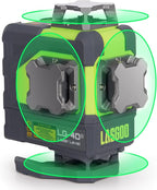 4x360° Self-Leveling Laser Level, 16 Lines Green Cross Line Laser, for Construction Projects and Home Decoration, with 2 Rechargeable Li-Ion Batteries and Magnetic Bracket, LG-4Ds