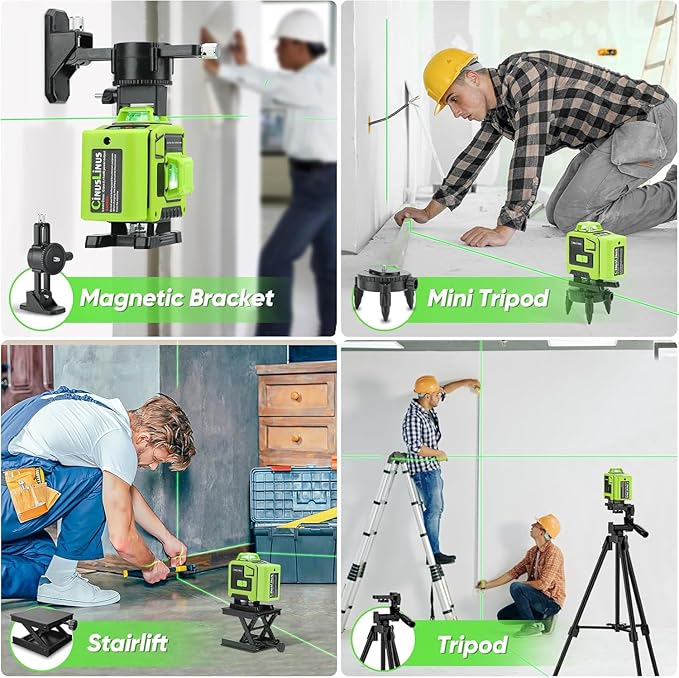 Laser Level 360 Self Leveling with Tripod,CinusLinus 4D Lazer Level,4x360° Cross Line Laser for Construction Project Renovation,Floor Tile, Laser Level Lines Tool