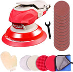 5/6 Inch Pneumatic Orbital Air Sander High-Speed DA Sander for auto body/Ideal for Woodworking, Auto Polishing, and Metal Sanding (5 inch)