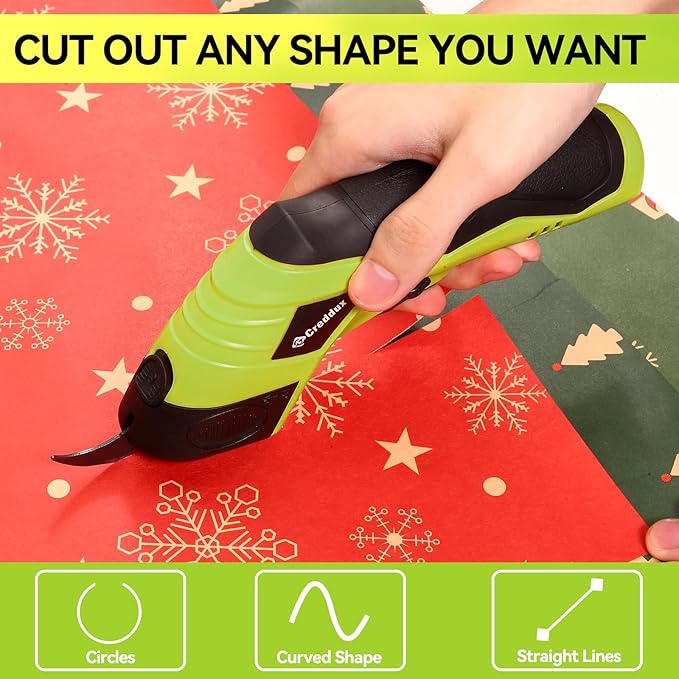 2 Blade Cordless Electric Scissors for Cardboard Fabric Cutter Cardboard Cutter Tool for Crafting,and Sewing with Usb Cable Green-2blades