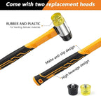 Hammer Set 4-Piece with Fiberglass Handle,1LB Dead Blow Hammer,16oz White Rubber Mallet,35mm Double-Faced Soft Mallet,16oz Claw Hammer for Flooring,Woodworking, Camping, Crafts