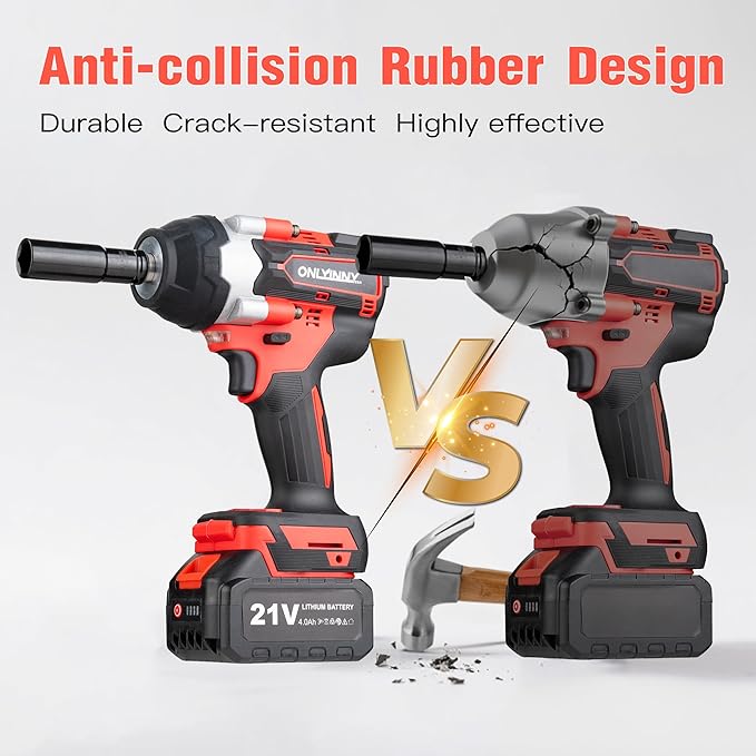 Cordless Impact Wrench1/2, 750Ft-lbs (1000N.m), 21V Power Impact Wrenches, 4-Mode Speed, 2x4.0AH Battery High Torque, 5 Sockets, 8 Drill, 6 Screws, Electric Impact Driver for Car Home Truck
