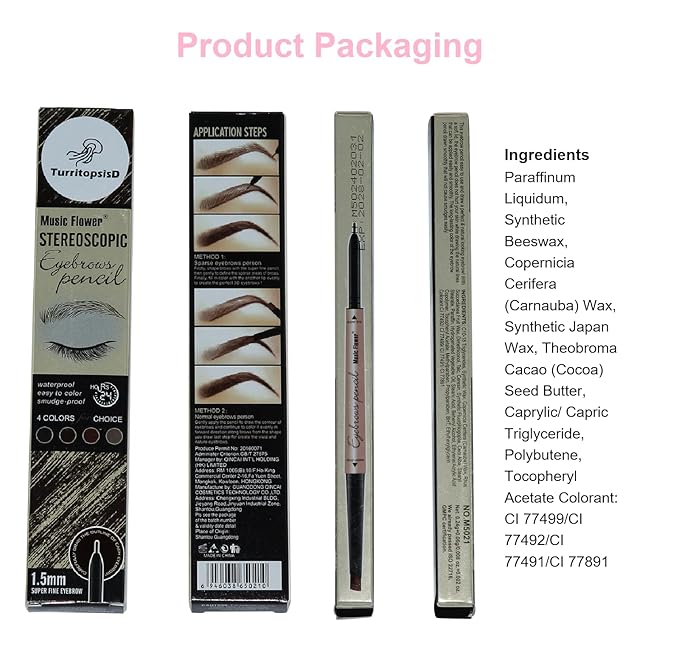 1-Pack Eyebrow Pencil, Brow Pen Dual-ends Thick & Fine Tip Retractable Waterproof Long-lasting Natural Eye Brows Makeup with Eyebrow Trimmer (Dark Brown)