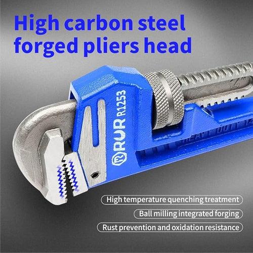 14-Inch Straight Pipe Wrench – Heavy Duty,Adjustable Plumbing Tool with Malleable Cast Iron Handle, Exceeds GGG Standard for Durability & Grip