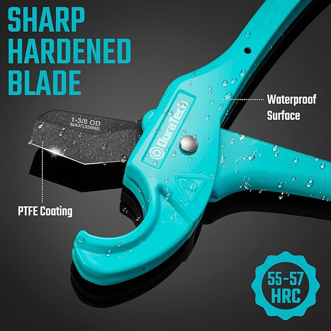 DURATECH PEX Pipe Cutter, Tubing Cutter for 1/8"-1" PEX and Rubber Hoses(NOT for PVC Pipe), with PTFE-Coated Sharp Blade, Suitable for Home and Plumbing Repairs
