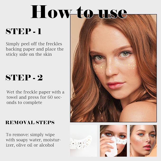 8 Pcs Rose Gold Mixed Shapes Glitter Freckles Face Tattoo, Cute Sparkle Fake Speckles for Women, Freckle Makeup Patches, Face Glow Glitter Party Supplies, Rave Event Festival Accessories for Women