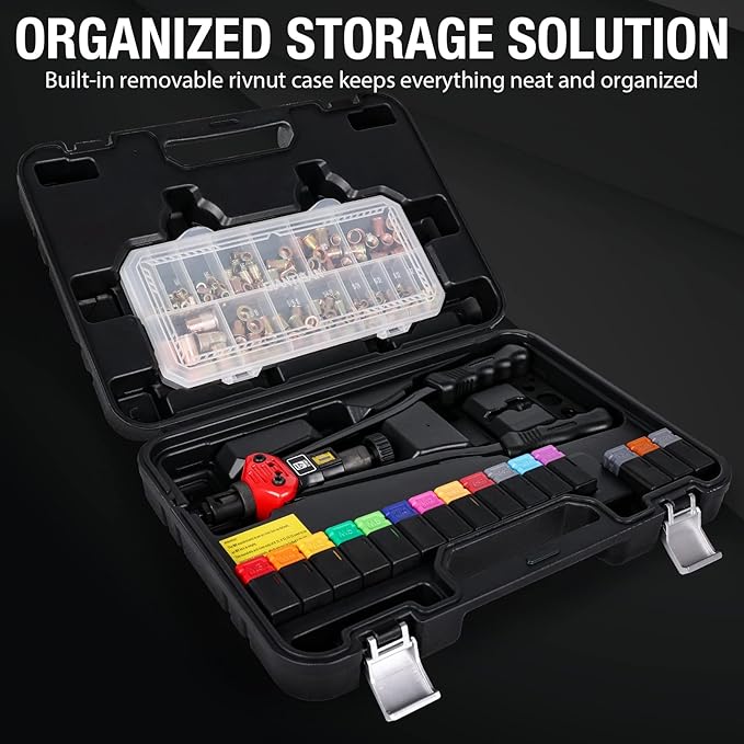 Rivet Nut Tool, 16-inch Rivnut Tool Kit with 15 SAE & Metric Mandrels, 236pcs Rivnut Assortment Kit and Rugged Carrying Case