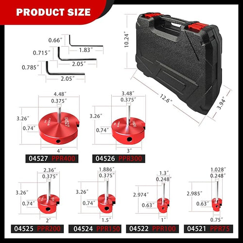 04529 for PPRK6 Plastic Pipe Fitting Reamer, PVC Pipe Reamer Kit, PVC Reed Pipe Reamer Contains 3/4",1",1-1/2",2",3",4" Aluminum Head Fit into Standard 1/2" Drill for CPVC, PPR or ABS