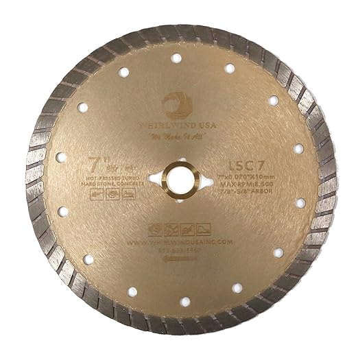 LSC 7 inch Dry or Wet Cutting General Purpose Continuous Turbo Angle Grinder Diamond Saw Blades for Concrete Masonry Brick Stone(7'' LSC)